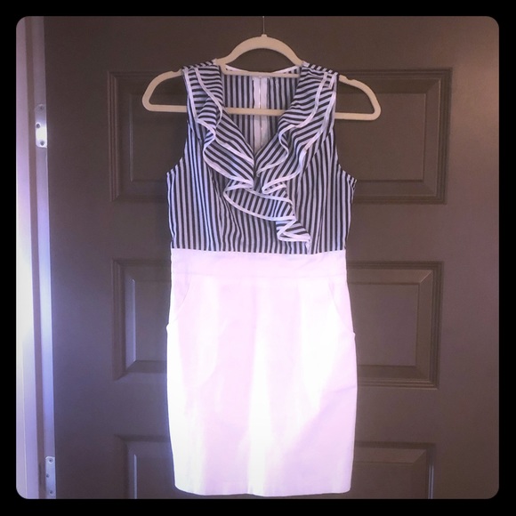 Size small white and navy striped dress - Picture 1 of 5